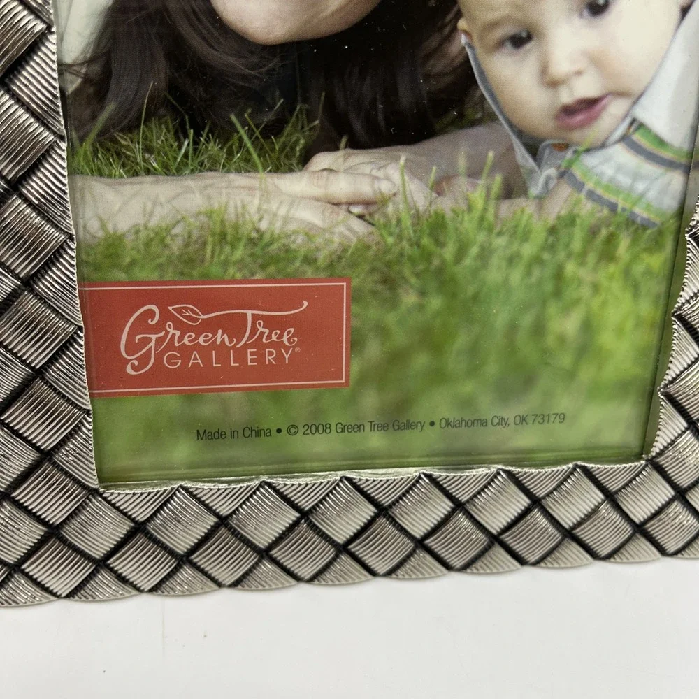 Pewter Heavy Picture Frame Criss Cross Pattern Fits 5x7